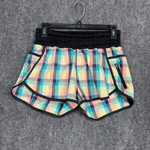 Lululemon Hotty Hot Shorts Size 6 Plaid Multicolor Running Athletic Gym Colorful